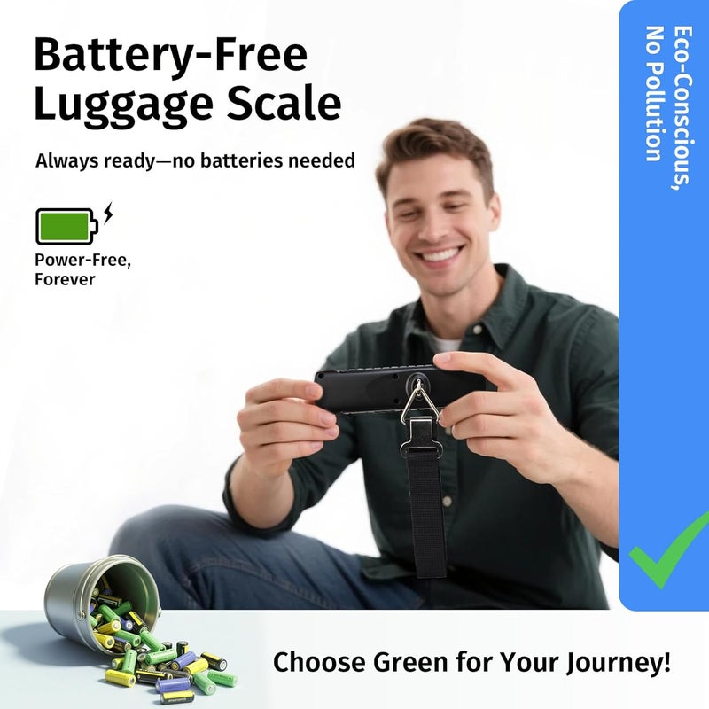 INFOOD Battery-Free Digital Luggage Scale, Suitcase Scale for Travel, Portable Luggage Weight Scale with Hook & LCD Display for Luggages, Packages & Bags, 110lb/50kg Handheld Scale, Silver - Image 2